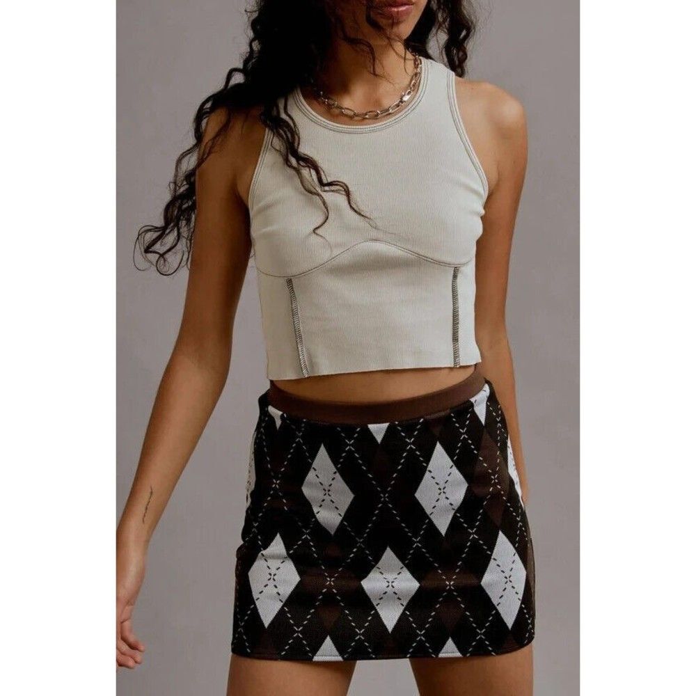 Daydreamer Medium The Backstage Tank Top In Dirty White Cream Ribbed Raw Hem NWT